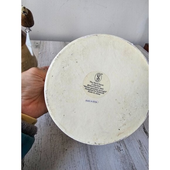 Nicole sayre snowman winter greetings star Xmas decor canister container box vin - Picture 12 of 12